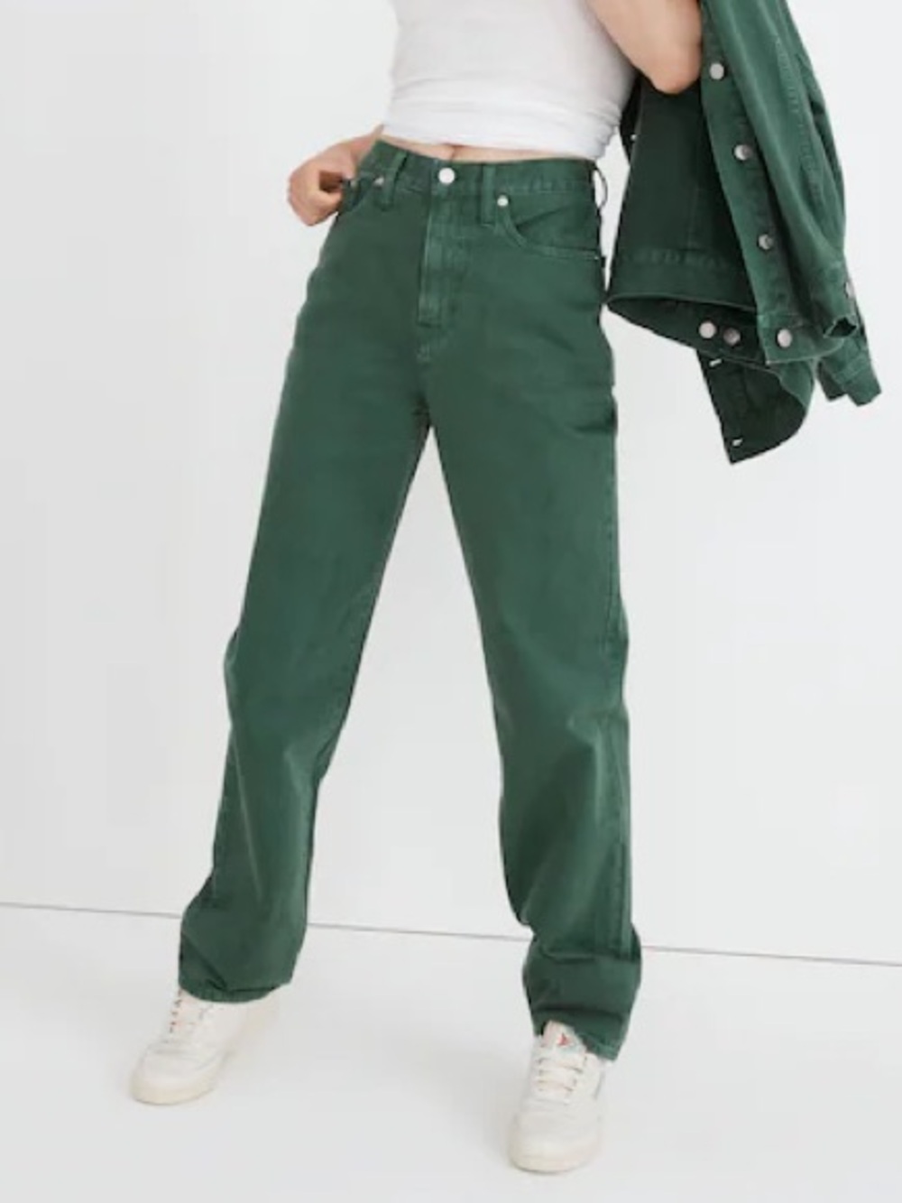 Madewell Baggy Straight Jeans Hemlock Green Garment-Dyed Edition